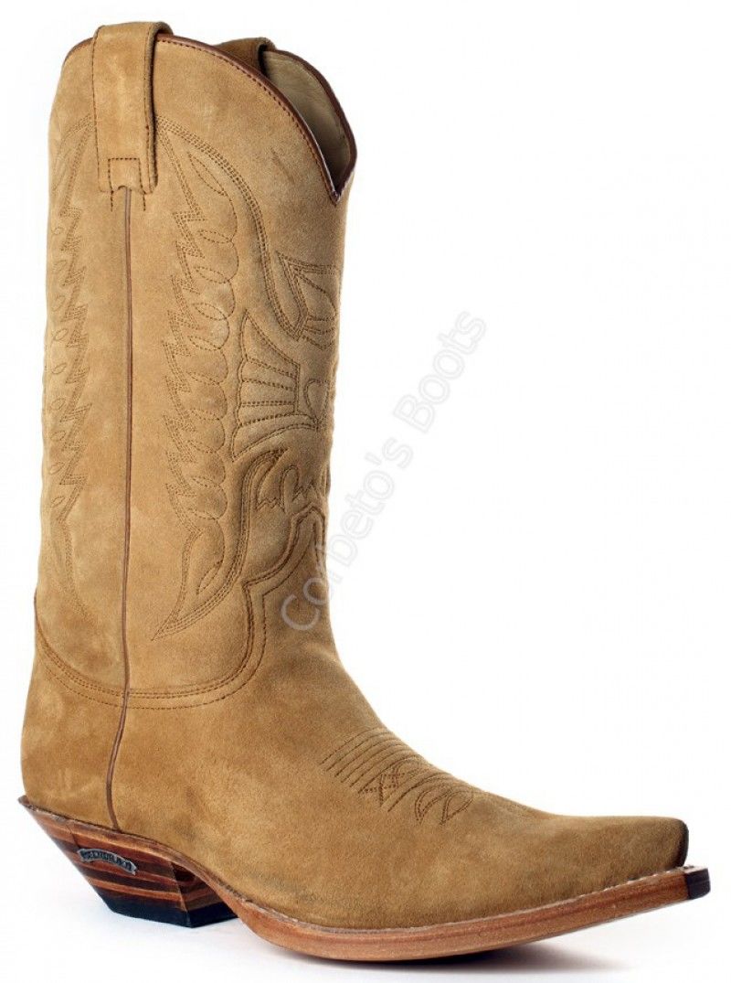 Hijsen rundvlees Perforatie 2473 Cuervo Serraje Camello | Sendra unisex light brown suede cowboy boots  - Corbeto's Boots