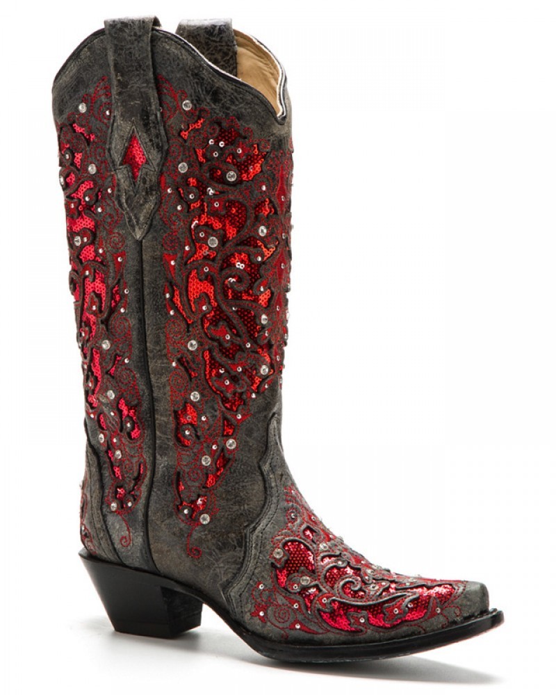 red sparkly cowboy boots