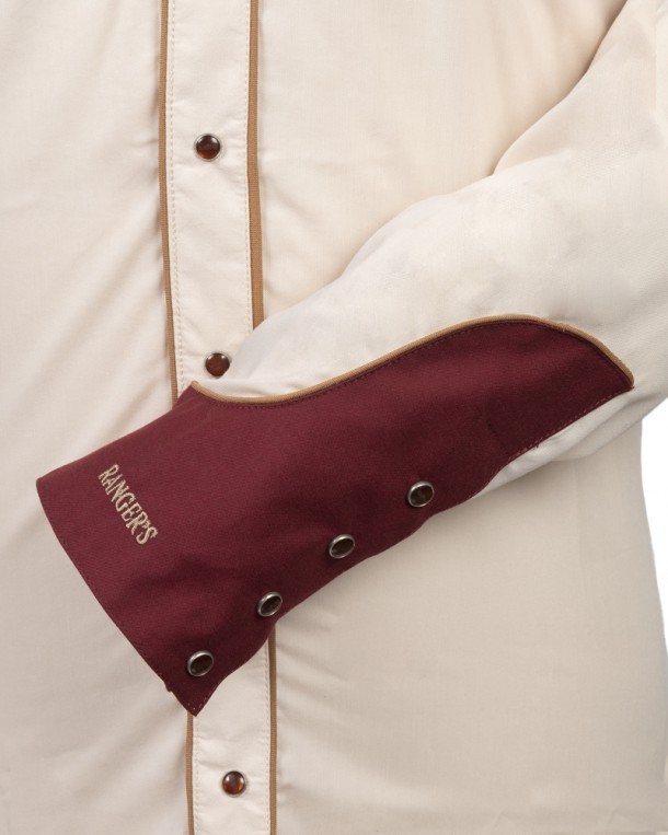 Shirt with maroon cuffs