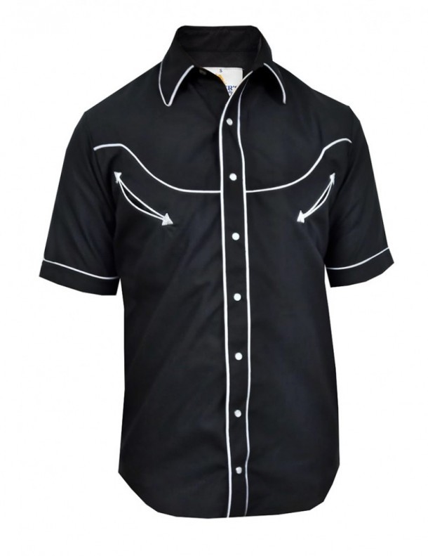 1028CA01 Negro | Rockabilly style short-sleeved Ranger's black