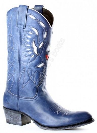 10540 Debora Olimpia Azul Lavado | Bota cowboy Sendra punta redonda cuero azul para mujer