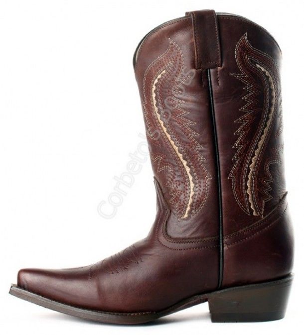 11 Kids Cuir Crazy Cafe | Bota cowboy Go West para niños cuero marrón