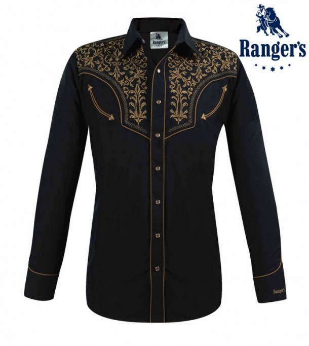 Ranger's mens black cowboy shirt with 