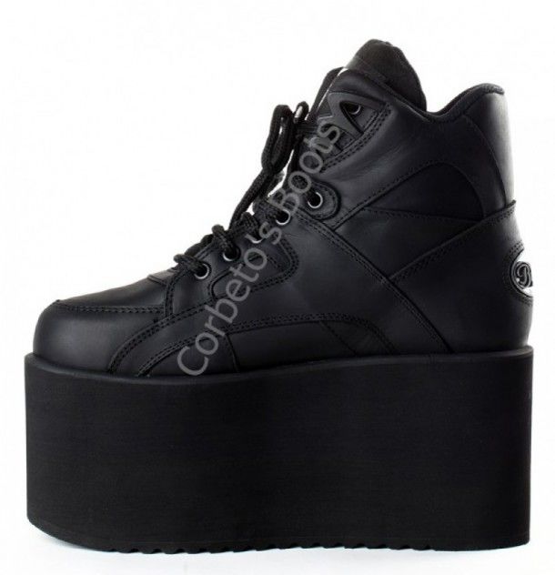 1300-10 Nubuck Black | Buffalo London 10 cms. high black platform boots