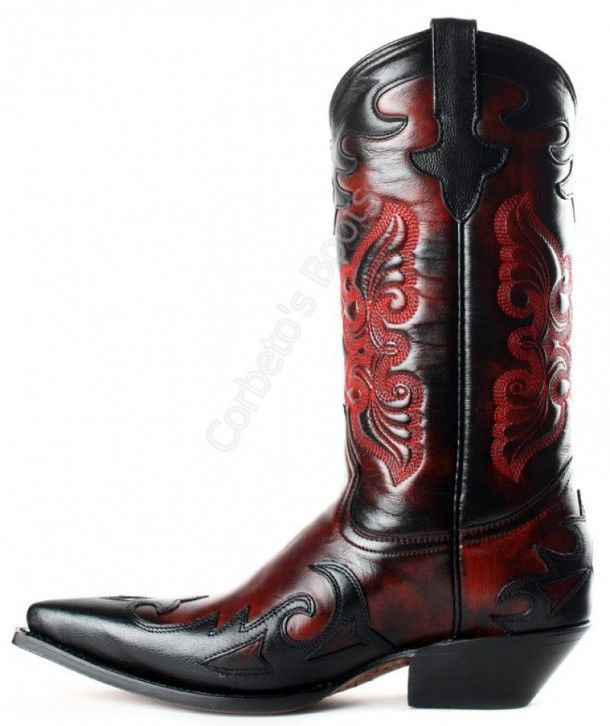 139 Juarez Dama Rouge Noir | Go West ladies combined black and red cowboy boots