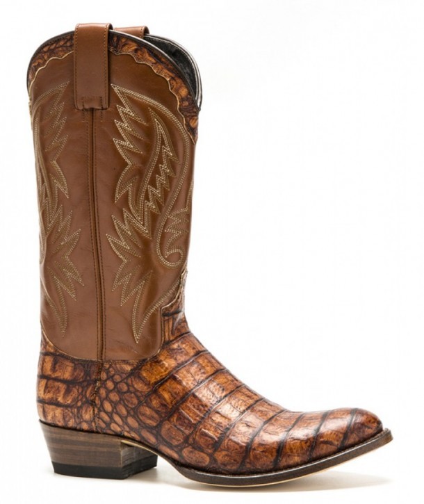 Mens faux crocodile leather brown Sendra western boots