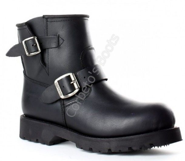 1581-5 Crazy Old Negro | Bota engineer Mayura unisex negra caña baja