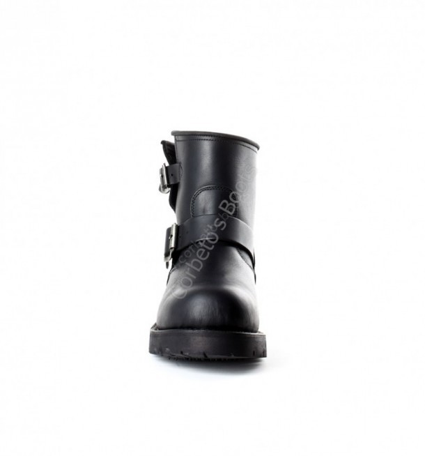 1581-5 Crazy Old Negro | Black ankle biker motorcyckle boots