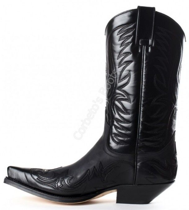 3241 Cuervo Florentic Negro-Sprinter Negro | Sendra unisex combined black leathers cowboy boots