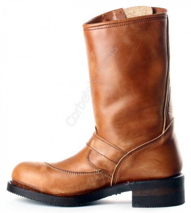 3565 Steel Olimpia 023 lavado | Sendra mens beige leather engineer boots with reinforcements on the upper