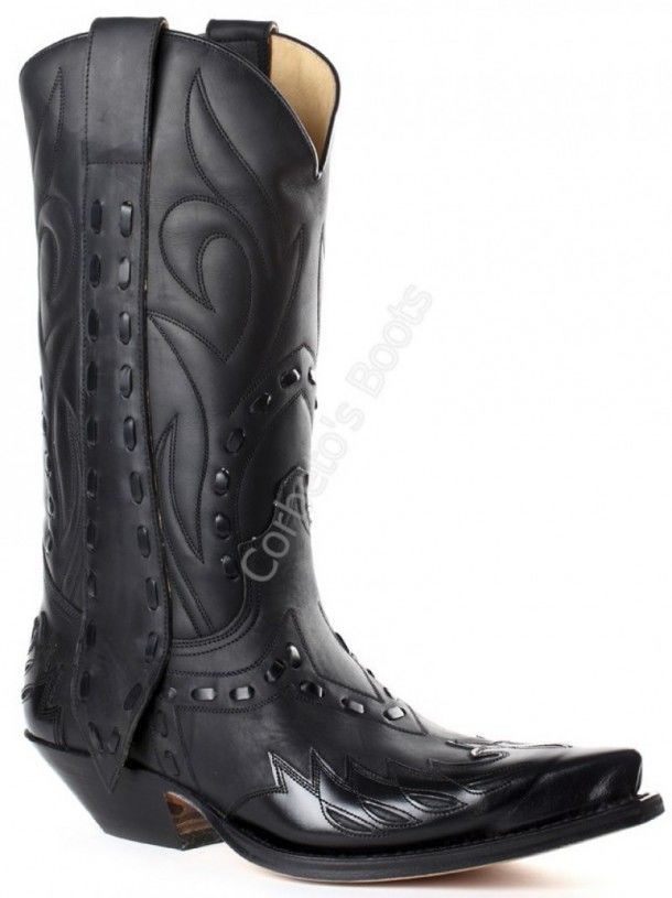 3590 Cuervo Florentic Negro-Sprinter Negro | Bota cowboy Sendra cuero negro combinado para hombre