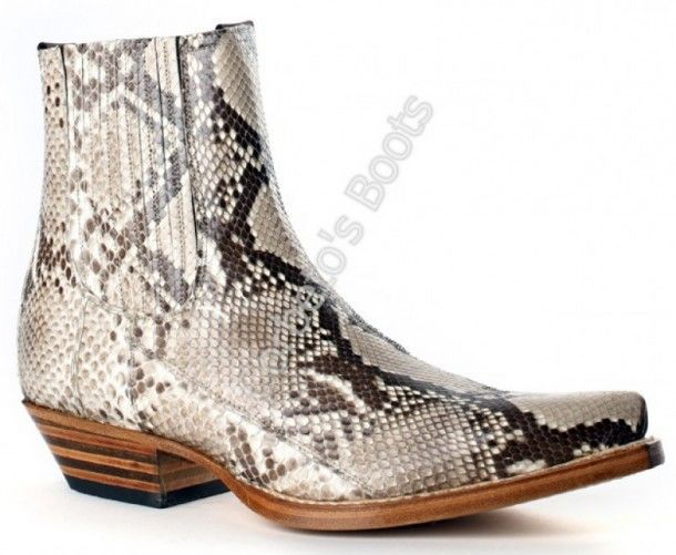 4126 Cuervo Piton Natural | Sendra mens snake skin ankle cowboy boots