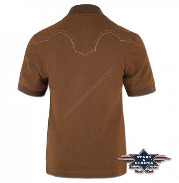 50-COLE | Polo marrón estilo vaquero Stars & Stripes para hombre