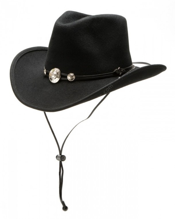Sombrero cowboy Stars & Stripes fieltro blando negro ala estrecha