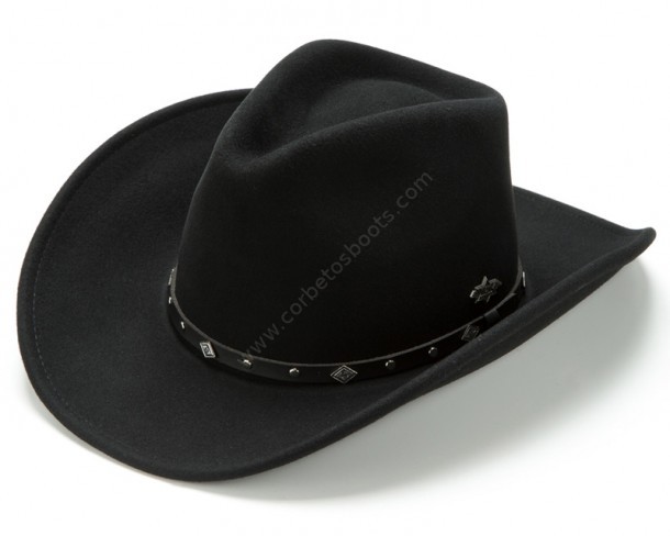 Sombrero western fieltro negro de lana deformable y resistente al agua