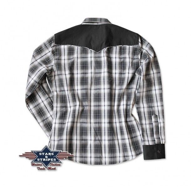 50-WENDY | Stars & Stripes womens grey and white chequered western shirt