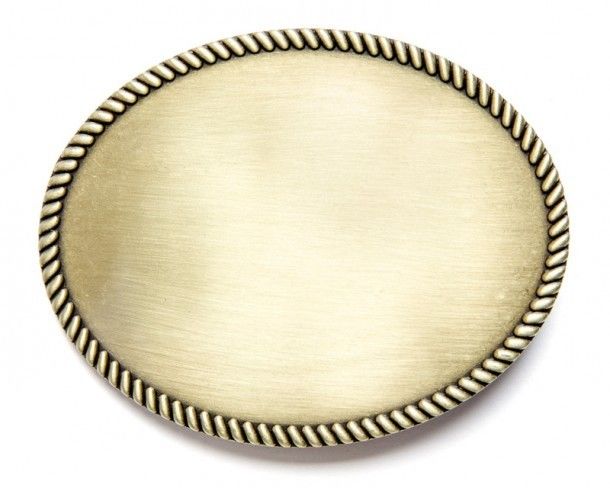 Western oval brass belt buckle