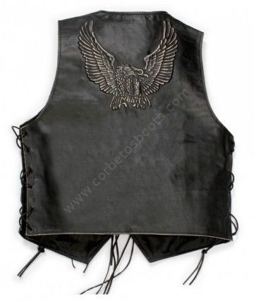 51-RIDER | Mens distressed black leather biker waistcoat