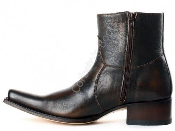 5200 Mimo Natur Antic Jacinto | Sendra mens brown leather ankle boot with zipper