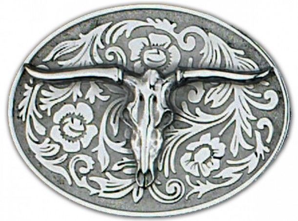 53-G4746 | Western steer skull buckle