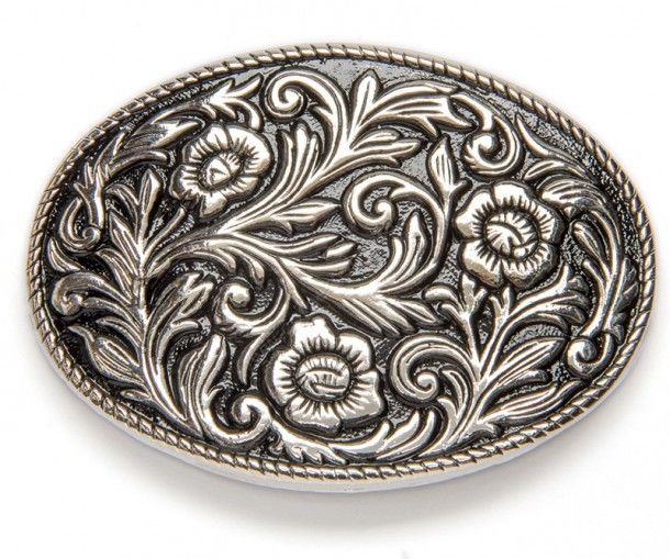 Embossed flower filigrees western buckle