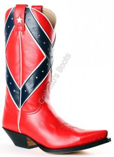 5354 Cuervo Box Rojo-Baly Azulon | Sendra unisex Confederate flag cowboy boots