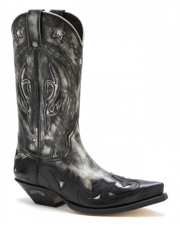 Mens Sendra white cowboy boots with black stains