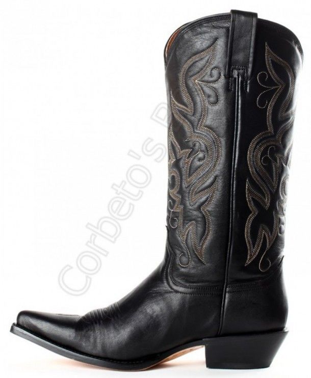 61111 Suaty Negro - Bota cowboy caña alta Buffalo Boots piel vacuno negra para mujer