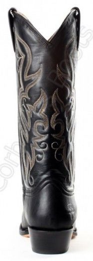 61111 Suaty Negro - Bota cowboy caña alta Buffalo Boots piel vacuno negra para mujer