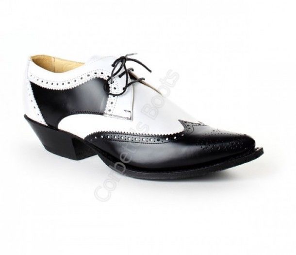 6241 JC Florentic Negro-Garduña Blanca | Sendra mens combined black & white leathers shoe