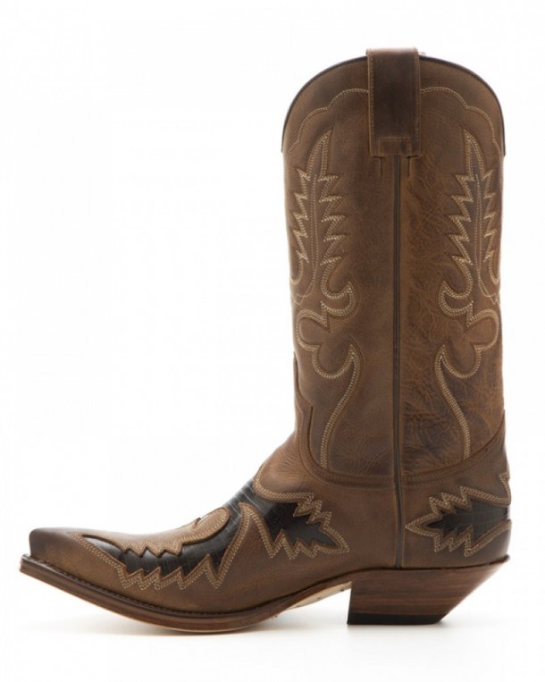 Botas cowboy marrones Sendra para hombre con réplica piel reptil