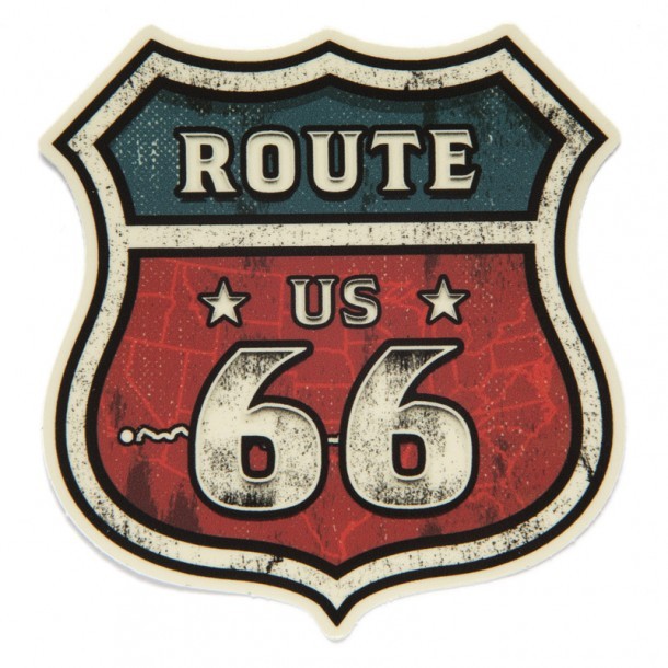 Adhesivo señal clásica Ruta 66 con mapa