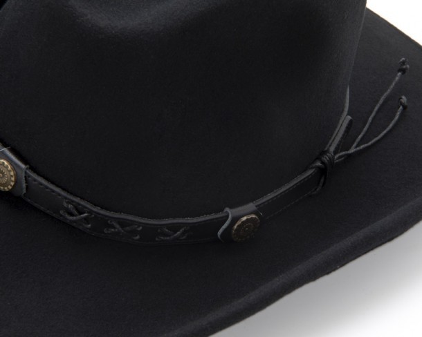Classic water repellent black wool felt crushable western hat