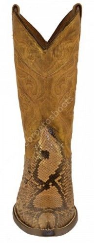 8846 Pitón Taupe-Antílope Mantequilla | Buffalo Boots mens brown python skin cowboy boots