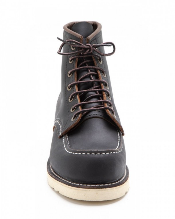 Botas negras Red Wing Classic Moc con cordones y suela ligera blanca