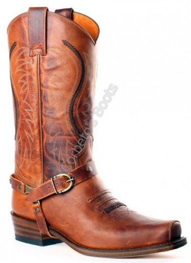 9317 H58 SETA Evolution Tang | Sendra Boots mens brown leather biker boots with leather straps