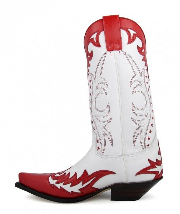 9768 Cuervo Baly Rojo-Garduña Blanca | Bota cowboy Sendra unisex combinación rojo y blanco