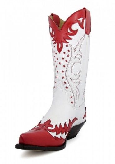 9768 Cuervo Baly Rojo-Garduña Blanca | Bota cowboy Sendra unisex combinación rojo y blanco