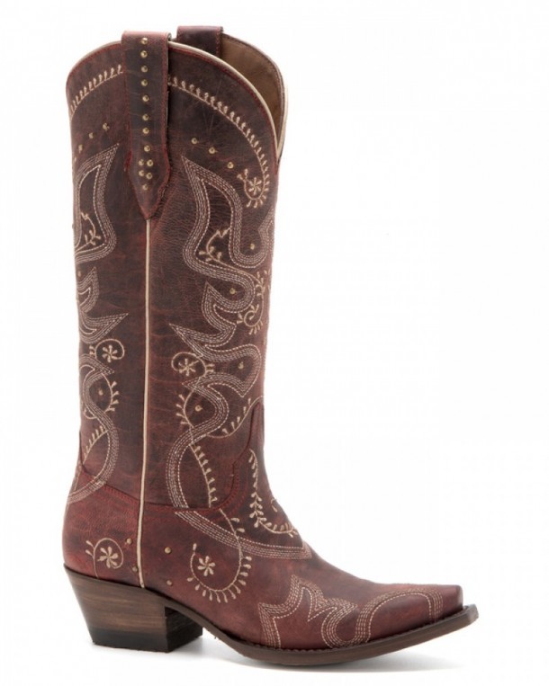 En sætning Udgående Vend om Alexa Red | Denver Boots goat leather red cowgirl boots with golden studs -  Corbeto's Boots