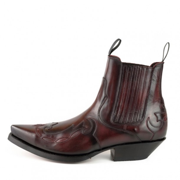 Dark wine leather Mayura Boots mens western ankle boots