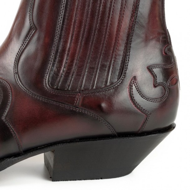 Dark wine leather Mayura Boots mens western ankle boots