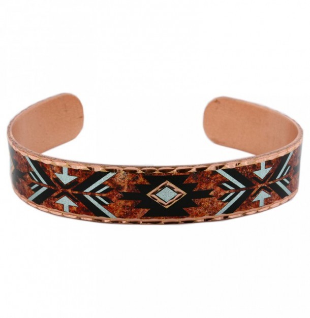 Brazalete western de cobre con mosaicos y fondo aspecto herrumbroso