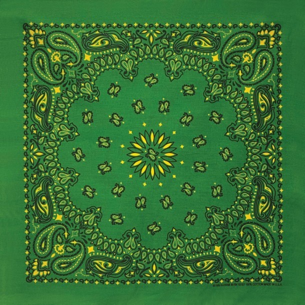  American-made green and yellow paisley print bandana, available at Corbeto