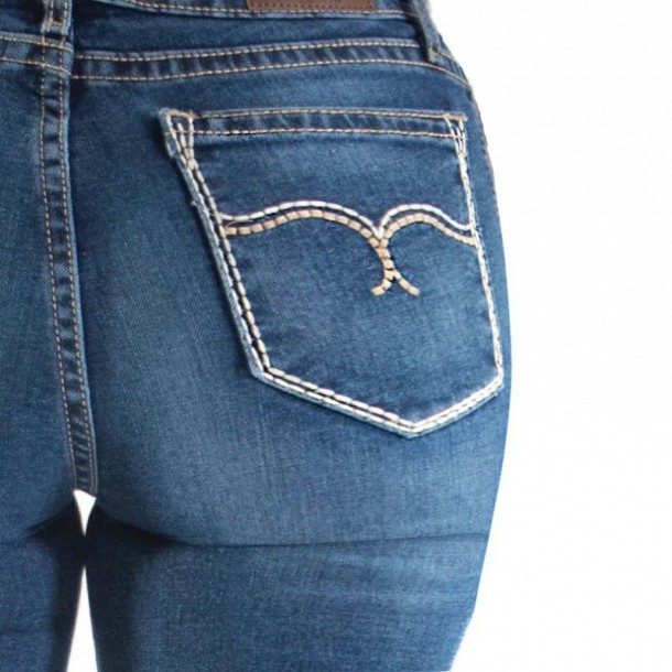 Women elastic cowgirl jeans