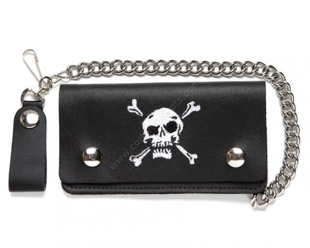 Plain black wallet with skull