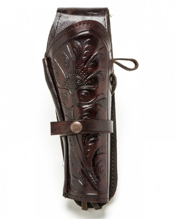 Tooled dark brown leather Colt holster