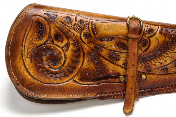 Handtooled cow leather rifle holster
