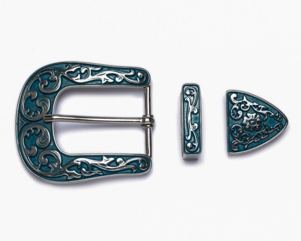 Women turquoise cowboy buckle set