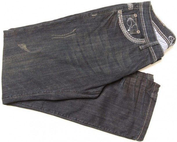 Western fit slight distressed navy blue denim jeans