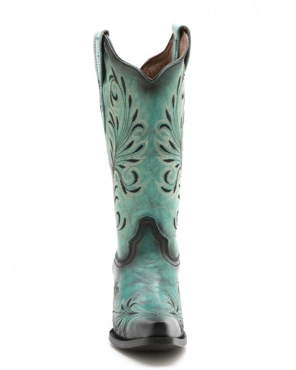 Turquoise western bride boots